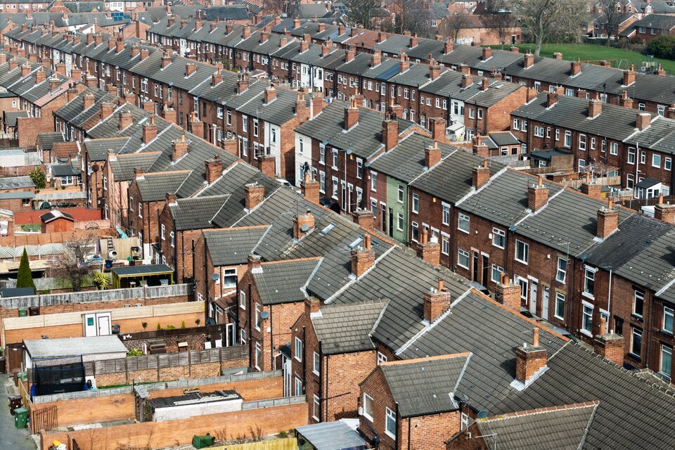 An,Aerial,View,Above,The,Rooftops,Of,Run,Down,Back